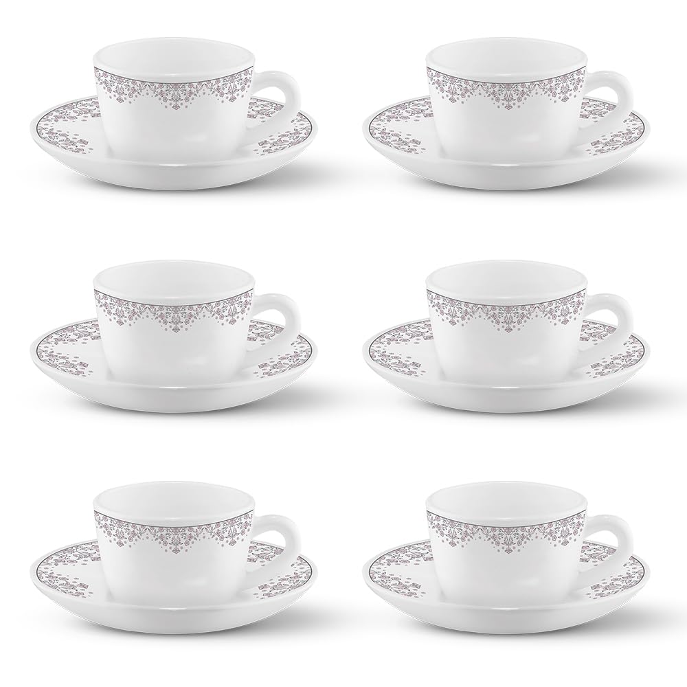 Lark Opalware Cup and Saucer Set of 6 pcs