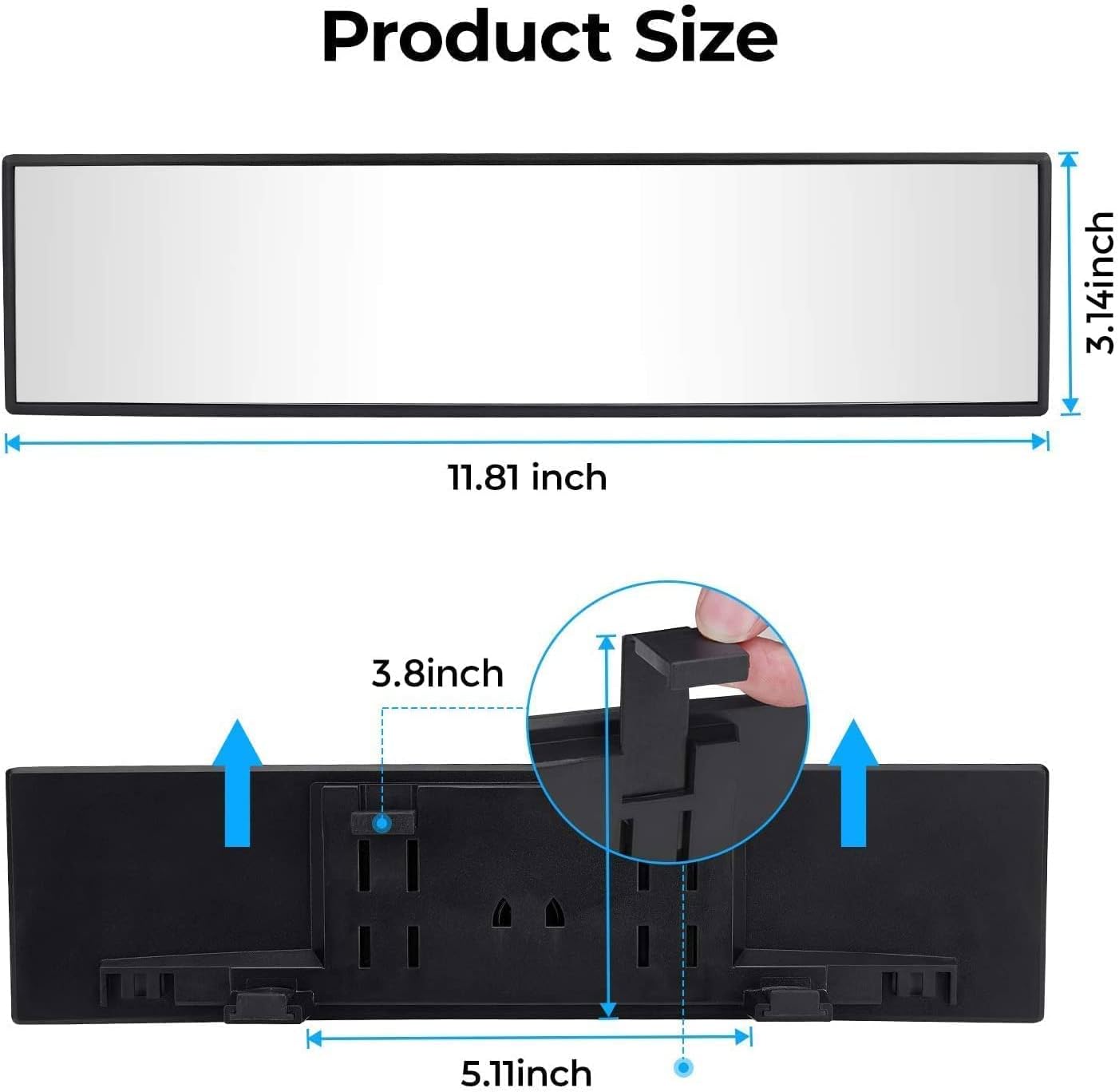 Wide Angle Panoramic Car Rear View Mirror – Anti-Glare Clip-On Interior Mirror for Baby & Blind Spot Safety