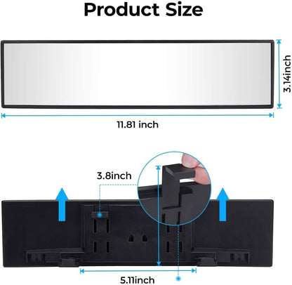 Wide Angle Panoramic Car Rear View Mirror – Anti-Glare Clip-On Interior Mirror for Baby & Blind Spot Safety