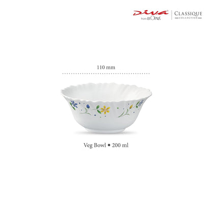 Lvory Collection, Opal Glass Vegetable Bowl Set 6 pcs