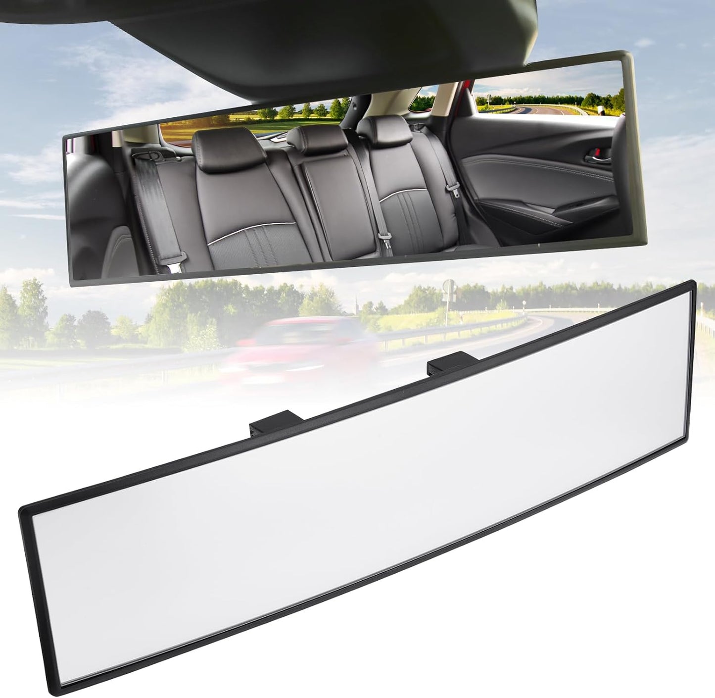 Wide Angle Panoramic Car Rear View Mirror – Anti-Glare Clip-On Interior Mirror for Baby & Blind Spot Safety