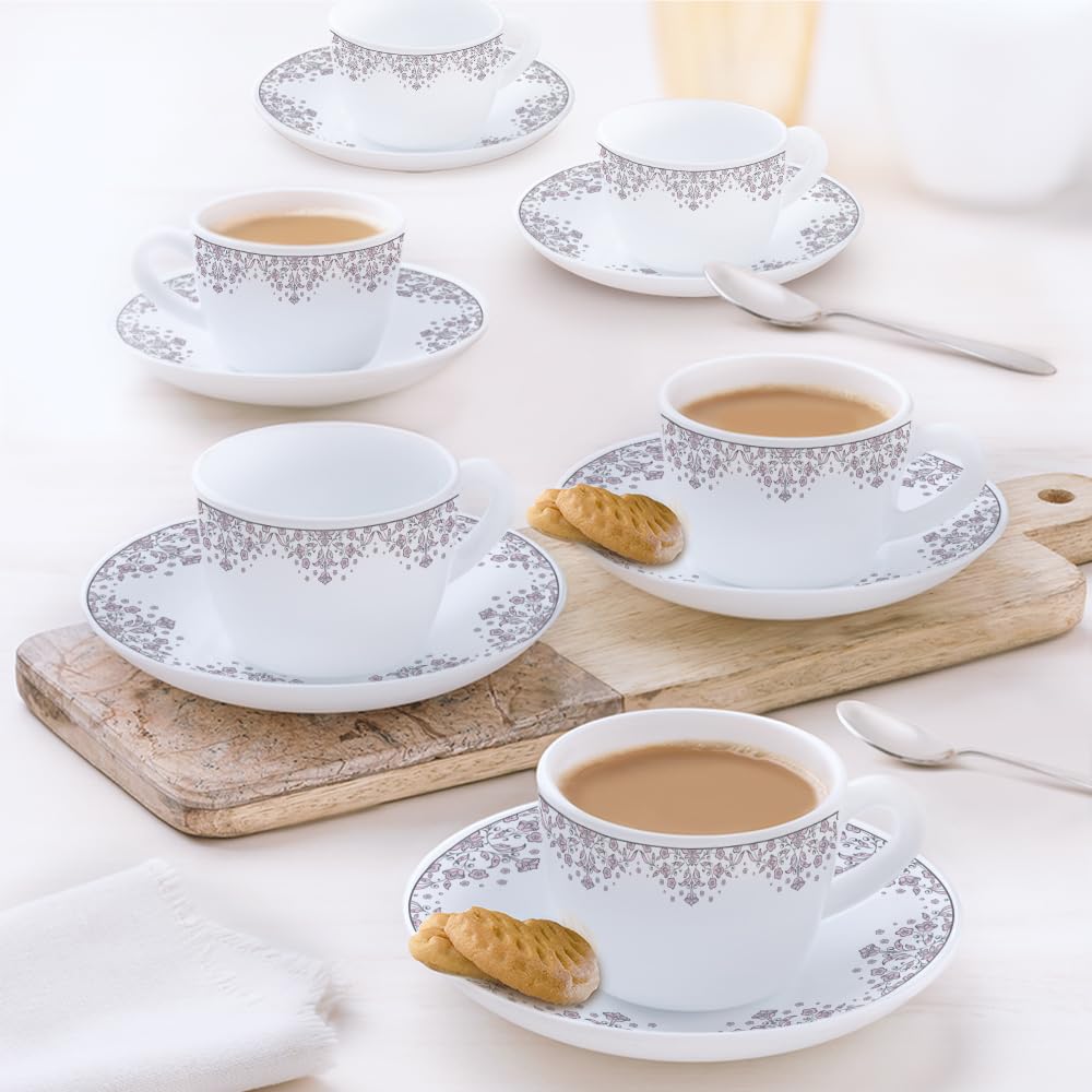 Lark Opalware Cup and Saucer Set of 6 pcs