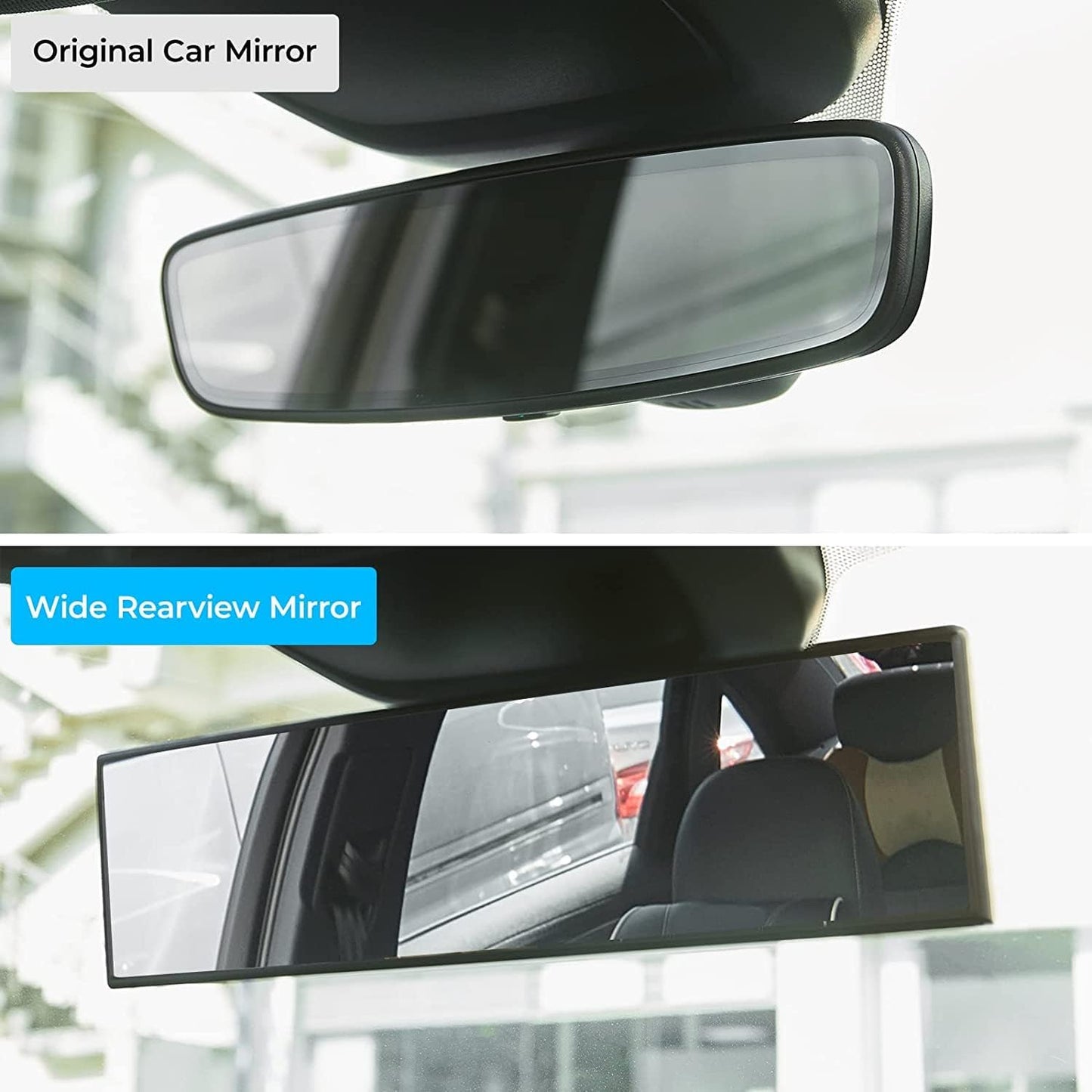 Wide Angle Panoramic Car Rear View Mirror – Anti-Glare Clip-On Interior Mirror for Baby & Blind Spot Safety
