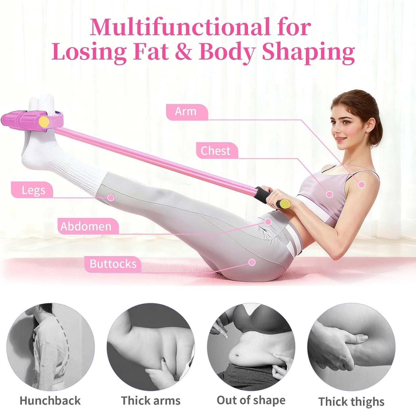 4-Tube Resistance Band Pedal Exerciser | Full Body Home Workout | For Men & Women