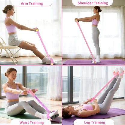 4-Tube Resistance Band Pedal Exerciser | Full Body Home Workout | For Men & Women