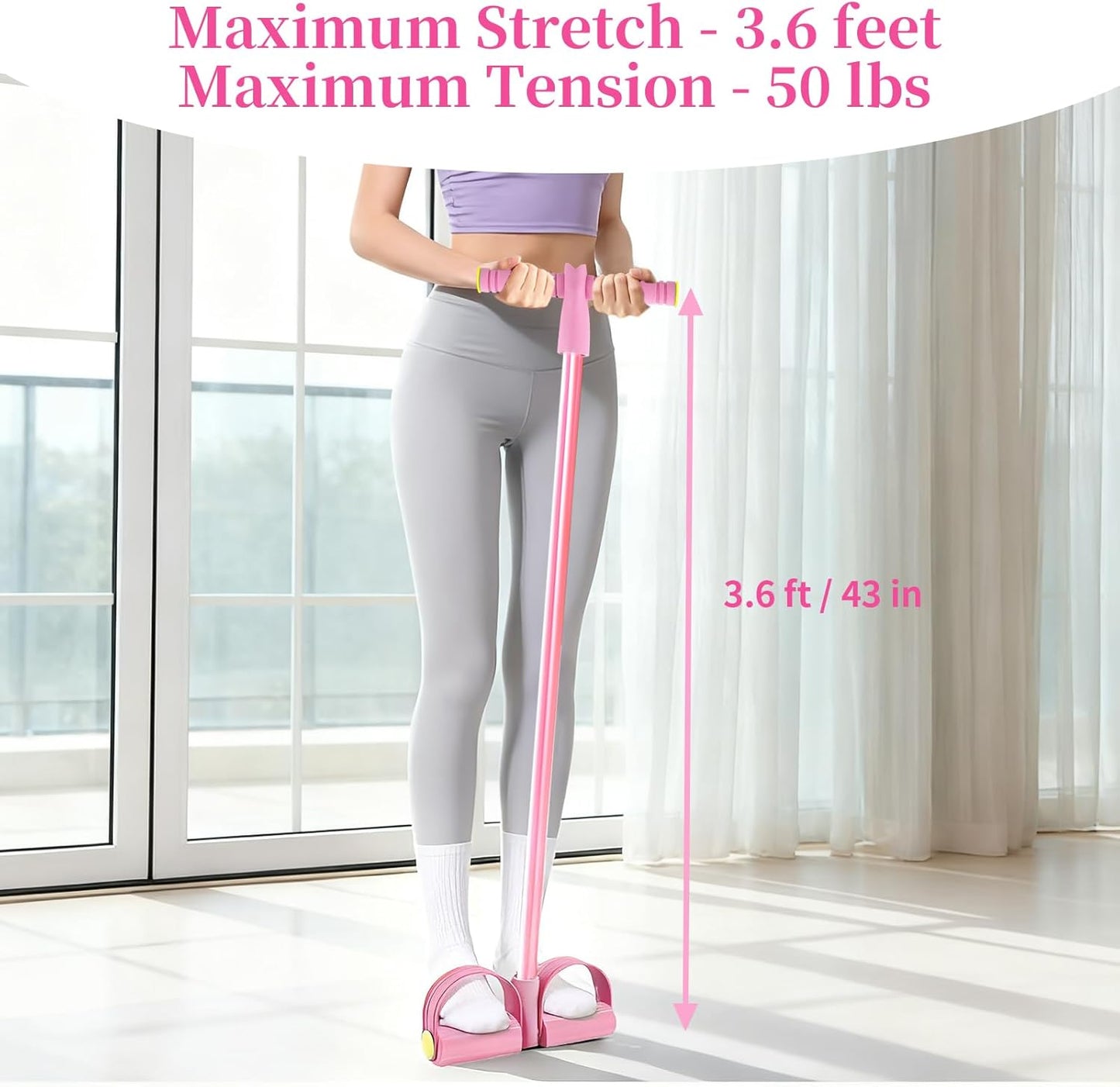 4-Tube Resistance Band Pedal Exerciser | Full Body Home Workout | For Men & Women