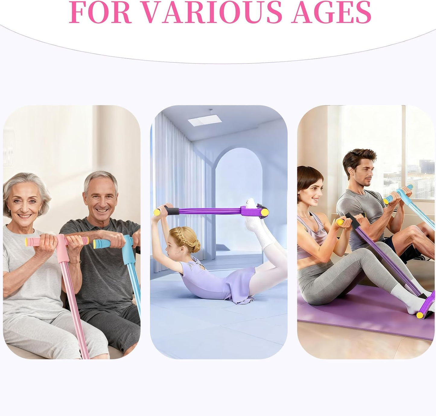 4-Tube Resistance Band Pedal Exerciser | Full Body Home Workout | For Men & Women